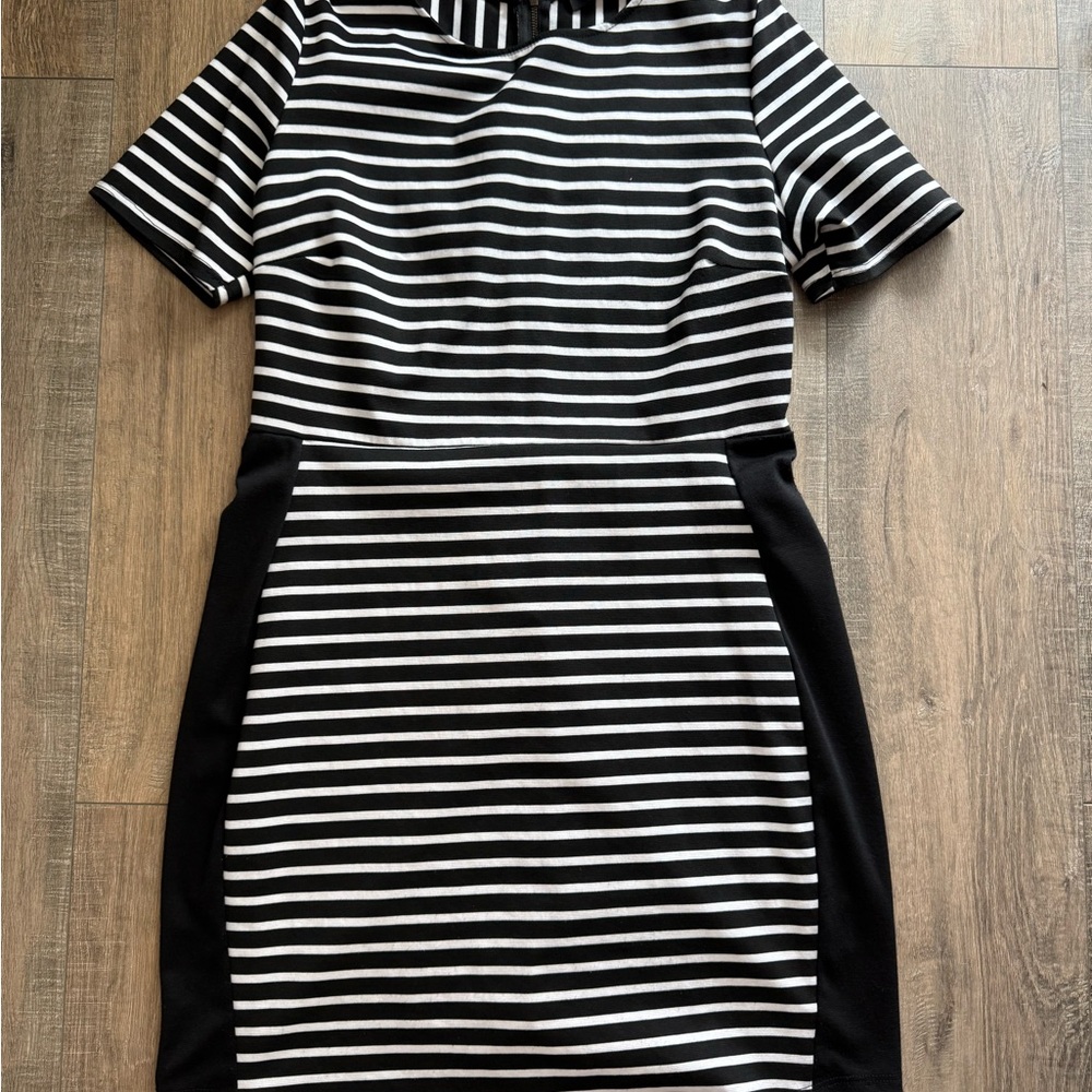 Fashion to Figure Black and White Asymmetrical Sheath Dress